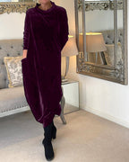 Veloria Women's Velvet Midi Dress with Pockets | Elegant Formal Occasion Dress for Women