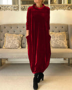 Veloria Women's Velvet Midi Dress with Pockets | Elegant Formal Occasion Dress for Women