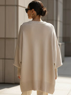 Women's Oversized Batwing Knit Jumper | Asymmetric Hem Cashmere Blend Pullover | Smart Casual Knitwear