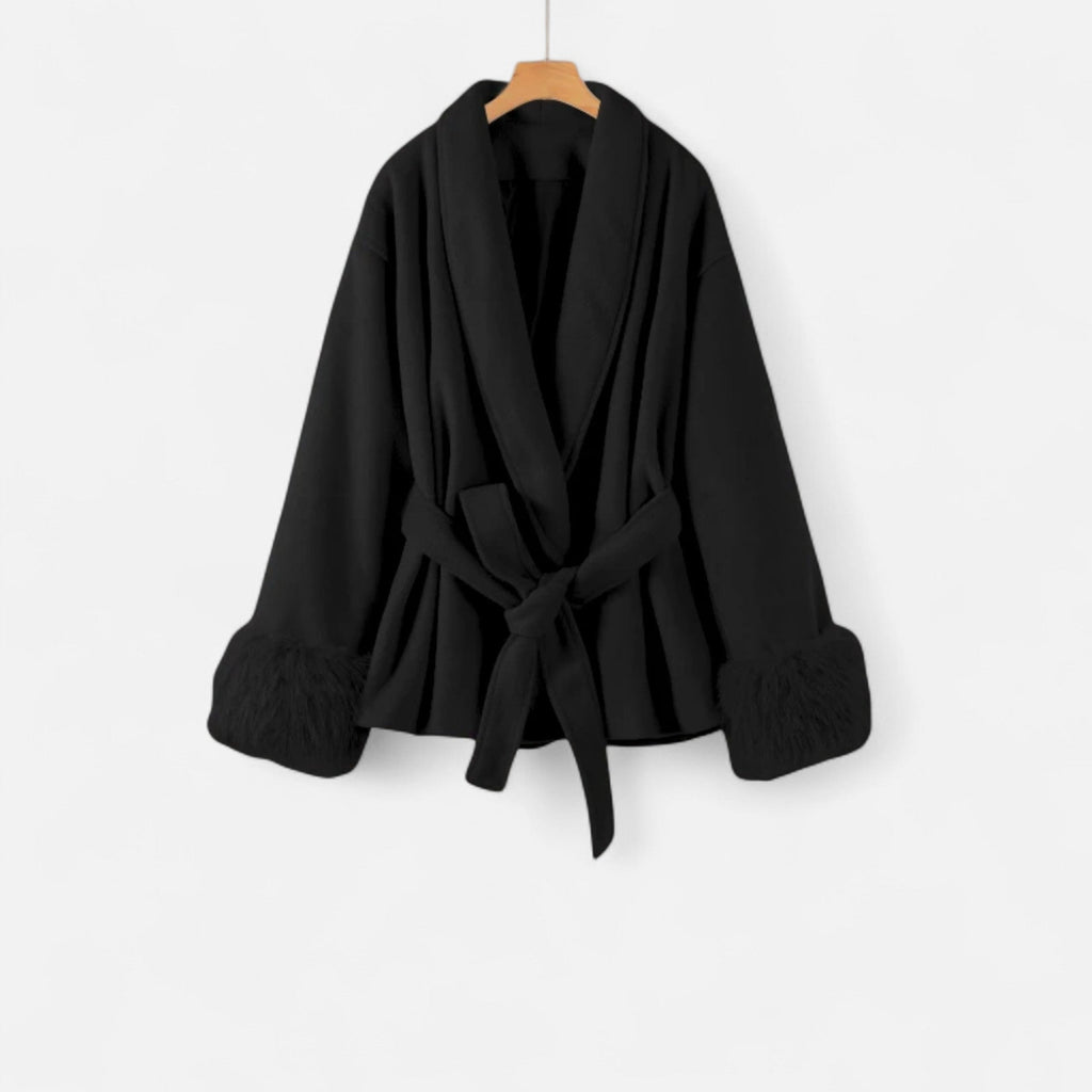 Women’s Faux-Fur Coat – Ivy League Lace-Up Elegance