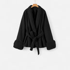 Women’s Faux-Fur Coat – Ivy League Lace-Up Elegance