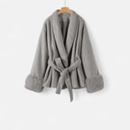 Women’s Faux-Fur Coat – Ivy League Lace-Up Elegance