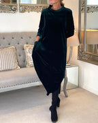 Veloria Women's Velvet Midi Dress with Pockets | Elegant Formal Occasion Dress for Women