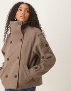 Arielle Women's Classic Wool Blend Peacoat | Chic Tailored Autumn Winter Coat for Women
