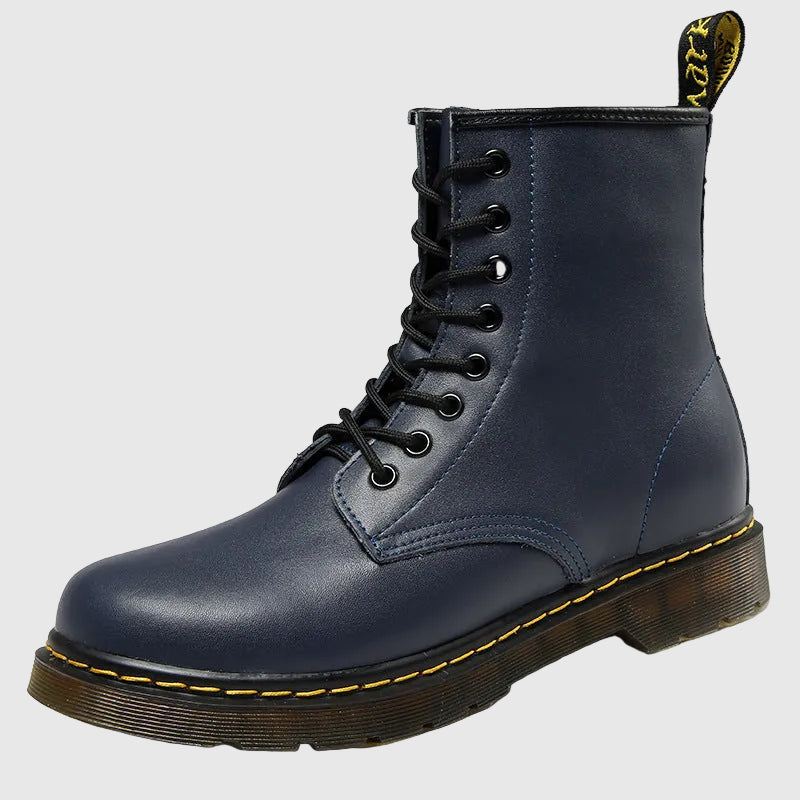 Vesper Women's Flat Lace-Up Mid-Calf Boots | Faux Leather Everyday Combat Boots for Women