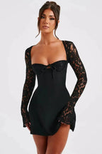 Louise Lace Charm Women's Chiffon Lace Mini Dress | Going Out Party Dress | Evening & Smart Casual