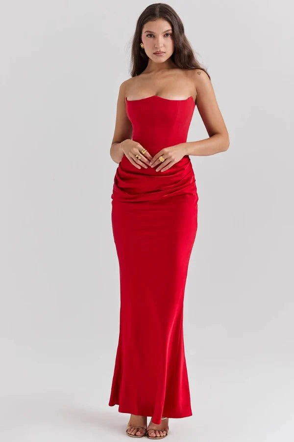 Sloane Women's Satin Bodycon Maxi Dress | Fitted Silhouette | Evening & Smart Casual