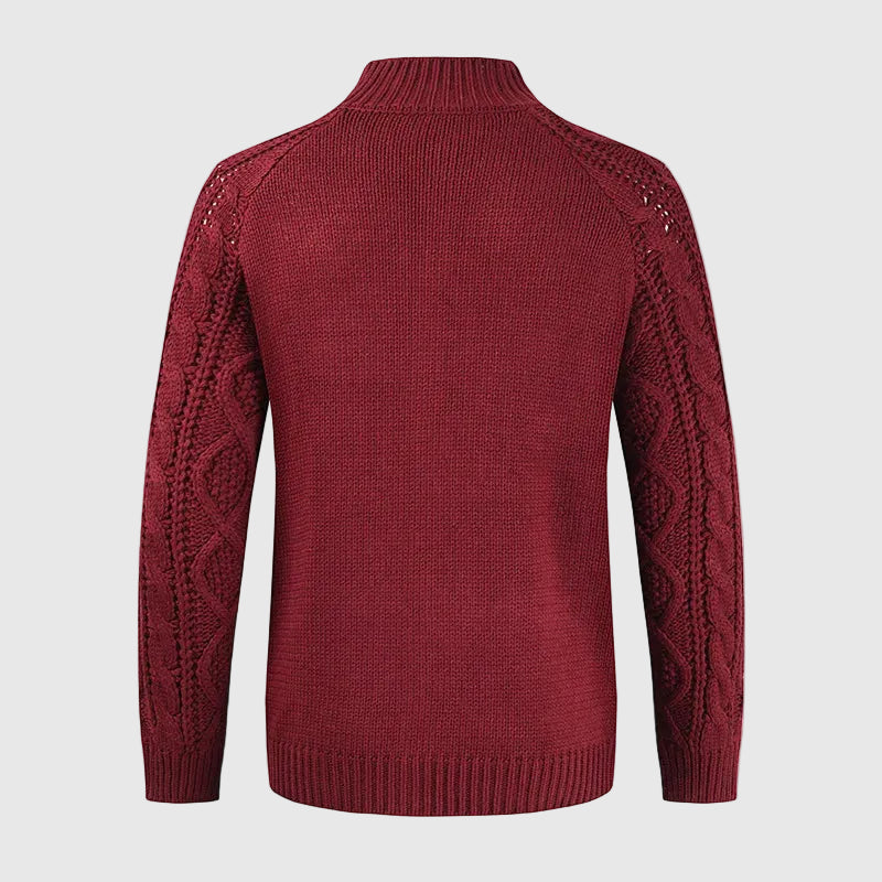 Broderick Men's Thick Cable Knit Cardigan | Warm Wool Blend Chunky Knit Cardigan for Men | Cosy Casual Everyday Heritage Knitwear