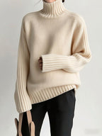 Aniston Women's Oversized Ribbed Turtleneck Jumper | Chunky Knit Roll Neck | Everyday Knitwear