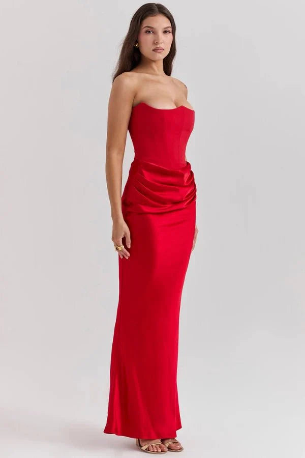 Sloane Women's Satin Bodycon Maxi Dress | Fitted Silhouette | Evening & Smart Casual