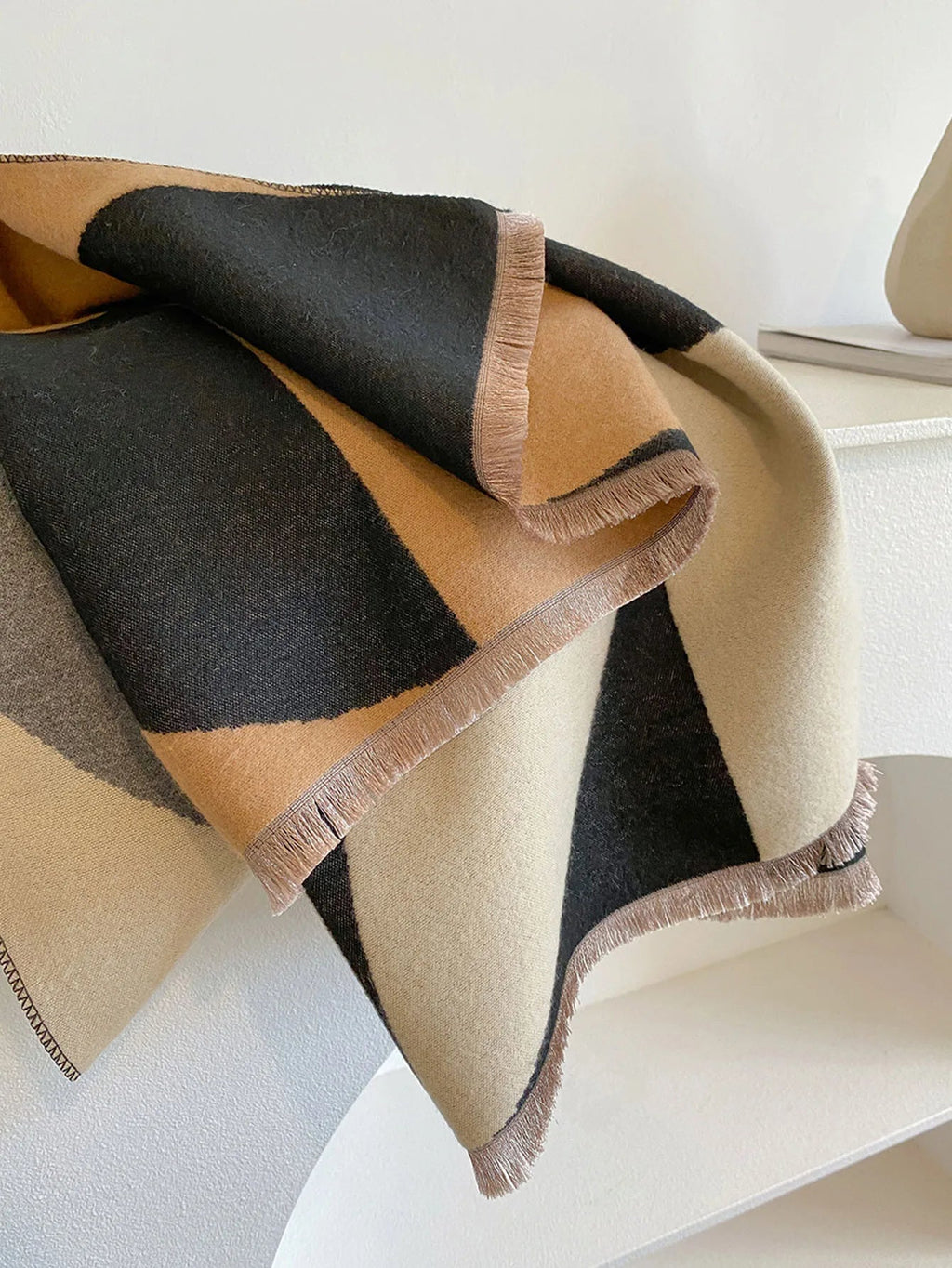 Douceur Women's Reversible Cashmere Blend Patterned Scarf | Luxury Soft Warm Wrap Scarf for Women | Elegant Two-Sided Shawl & Gift Idea