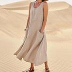 Celestina Women's Linen Midi Dress | Elegant Casual Linen Dress for Women | Breathable Everyday Summer & Smart Casual Style