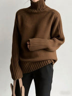 Aniston Women's Oversized Ribbed Turtleneck Jumper | Chunky Knit Roll Neck | Everyday Knitwear