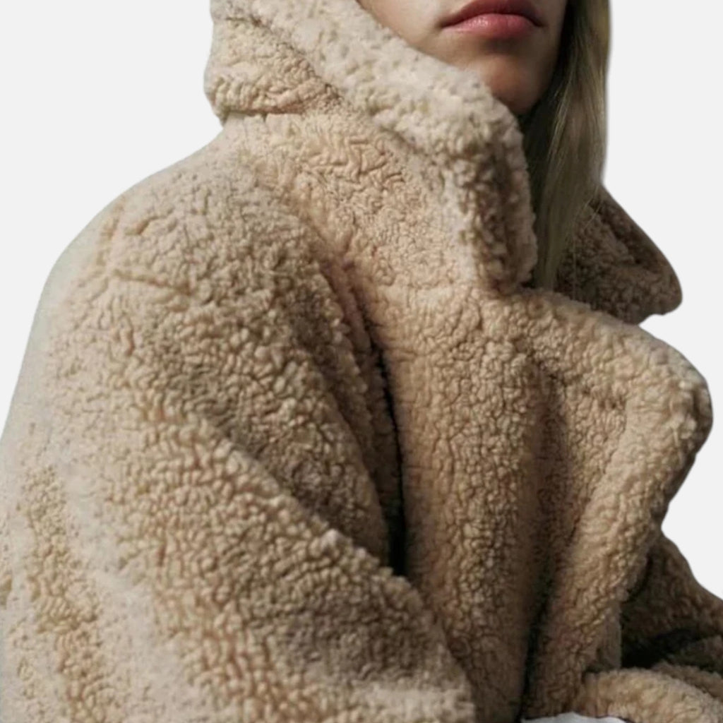 Women’s Long Double-Breasted Teddy Coat