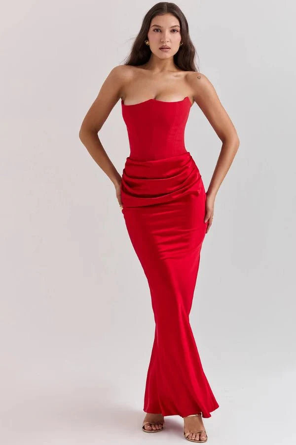 Sloane Women's Satin Bodycon Maxi Dress | Fitted Silhouette | Evening & Smart Casual