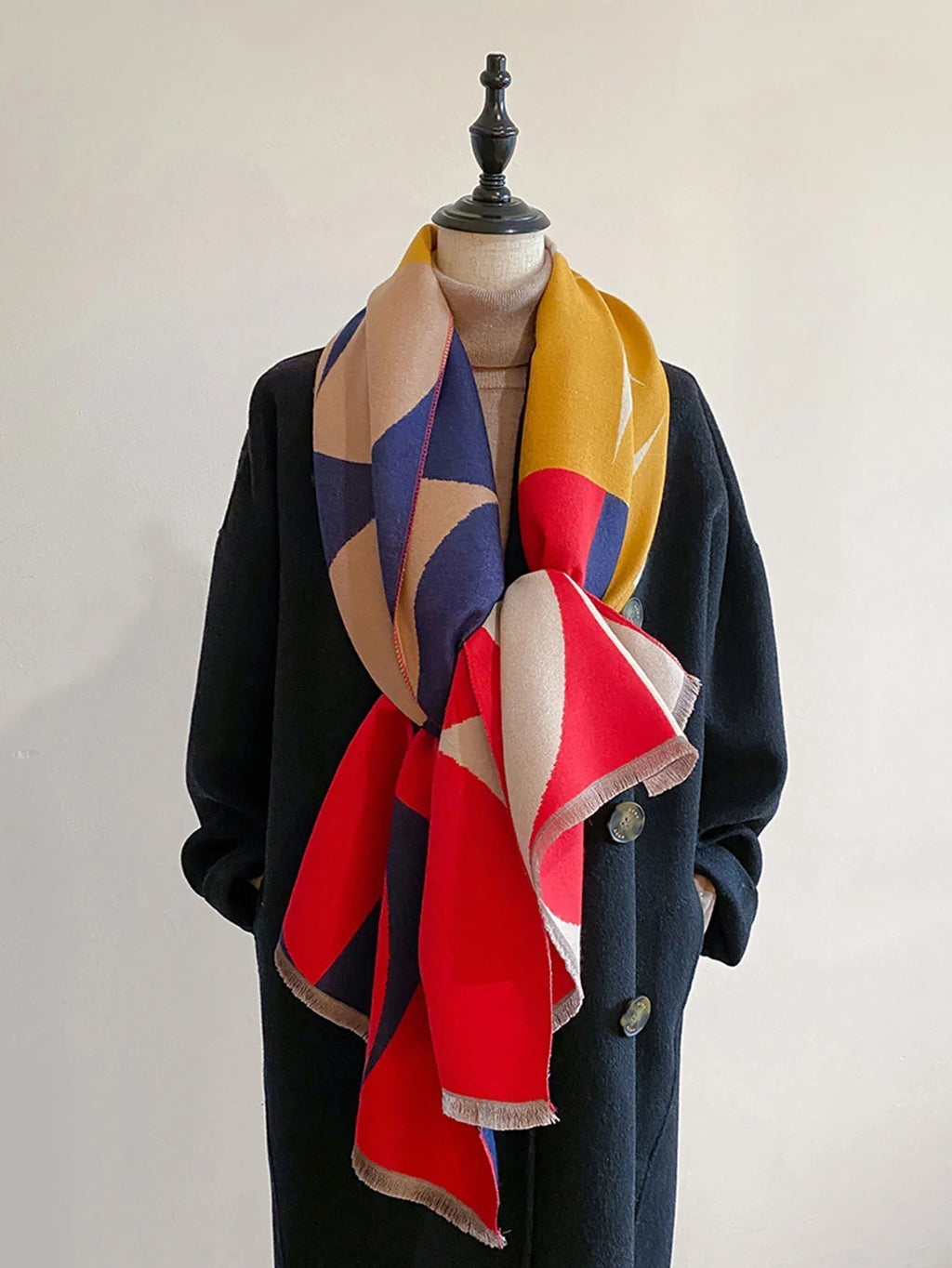 Douceur Women's Reversible Cashmere Blend Patterned Scarf | Luxury Soft Warm Wrap Scarf for Women | Elegant Two-Sided Shawl & Gift Idea