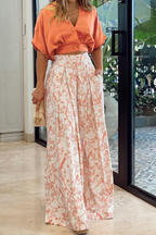 Layan Women's Printed Wide Leg Trouser Co-Ord Set | Botanical Two Piece | Holiday & Occasion Wear