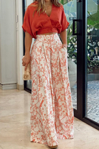 Layan Women's Printed Wide Leg Trouser Co-Ord Set | Botanical Two Piece | Holiday & Occasion Wear