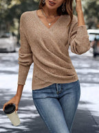 Sirena Women's Solid Color V-Neck Sweater | Soft Cotton Knit V-Neck Jumper for Women | Classic Regular Fit Everyday Knitwear