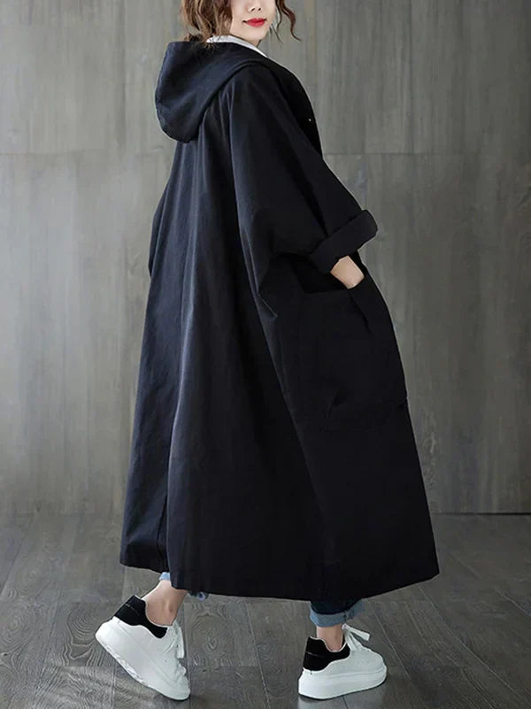 Portia Women's Longline Waterproof Trench Coat | Classic Tailored Hooded Trench Coat for Women | Chic Everyday Smart Casual