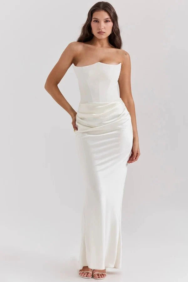 Sloane Women's Satin Bodycon Maxi Dress | Fitted Silhouette | Evening & Smart Casual