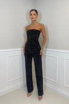 Mckenna Women's Strapless Sequin Jumpsuit | Glitter Bandeau Party Playsuit | Going Out & Evening Wear