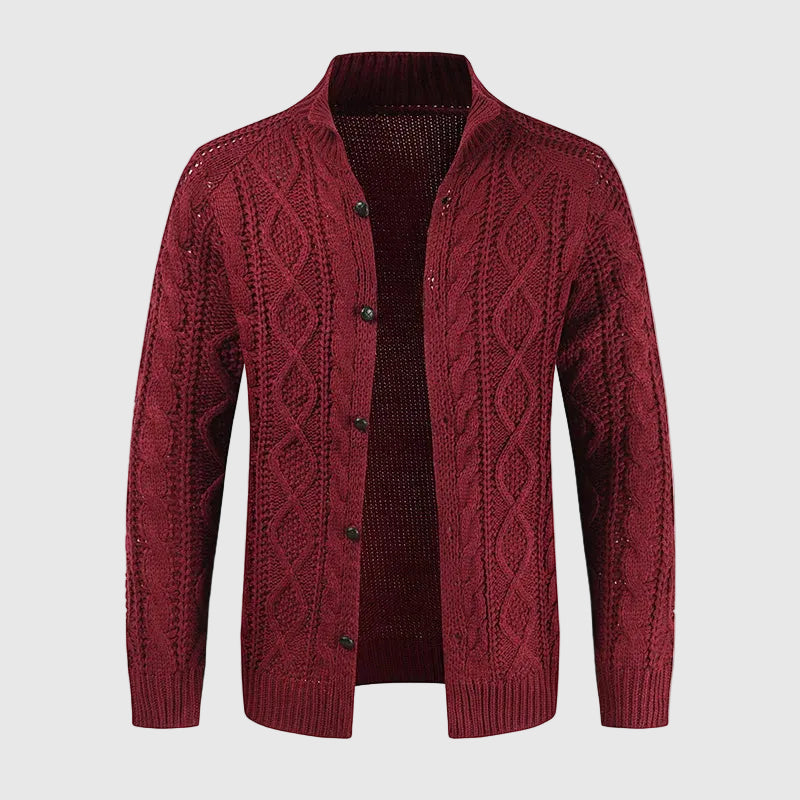 Broderick Men's Thick Cable Knit Cardigan | Warm Wool Blend Chunky Knit Cardigan for Men | Cosy Casual Everyday Heritage Knitwear