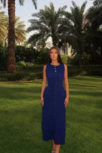 Fiorella Women's Button Front Midi Dress | Sleeveless Smart Casual Knit Dress | Work & Evening