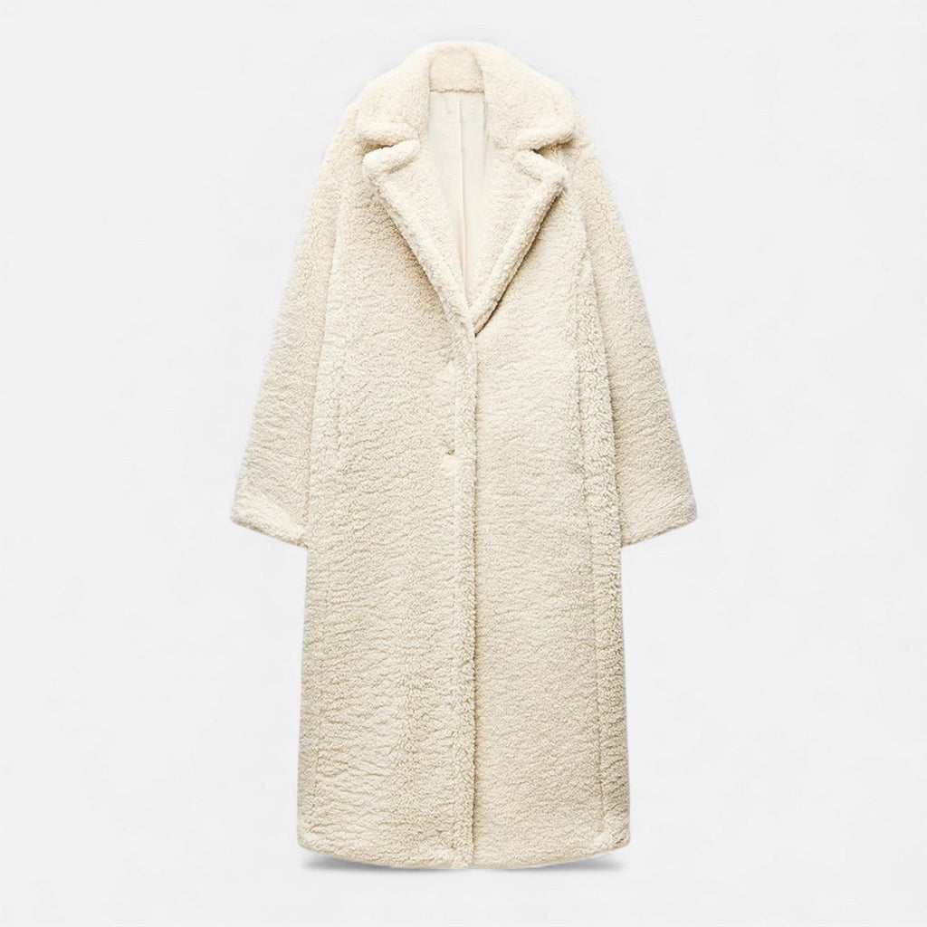 Women’s Long Double-Breasted Teddy Coat
