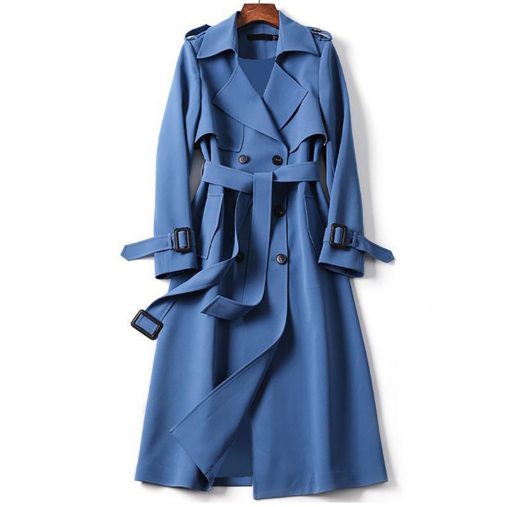 Women’s Long Double-Breasted Belted Trench Coat
