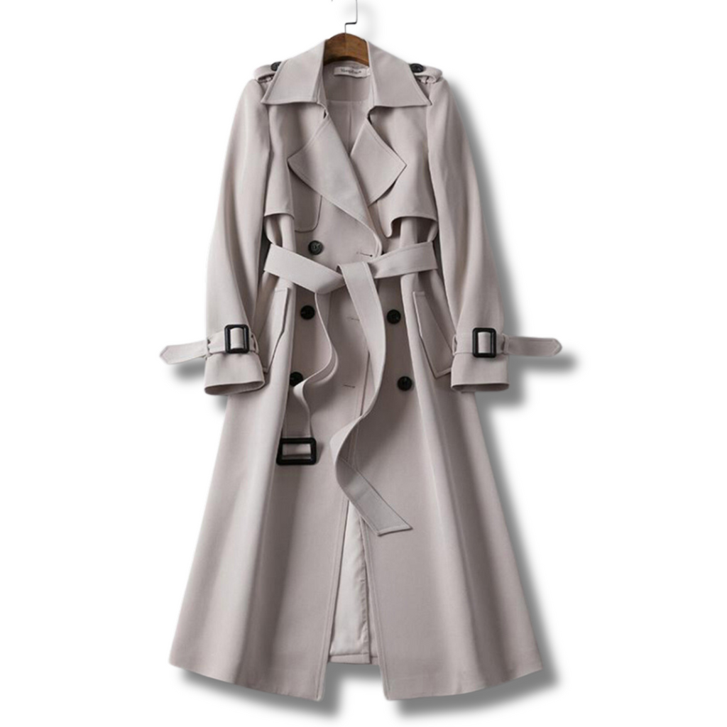 Women’s Long Double-Breasted Belted Trench Coat