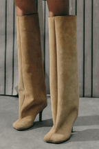 Mela Women's Suede Heeled Boots | Luxury Block Heel Ankle Boots for Women | Smart Casual & Evening Footwear