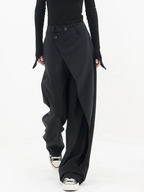 Luciana Women's Elegant Wide Leg Stretch Pants | High-Waisted Jersey Trousers for Women | Casual Everyday Smart Casual Style