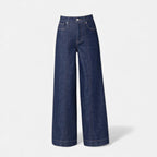 Savannah Women's High-Waist Wide Leg Cotton-Blend Jeans | Mid Wash Wide Leg Denim Jeans for Women | Casual Everyday Retro Flared Denim Style