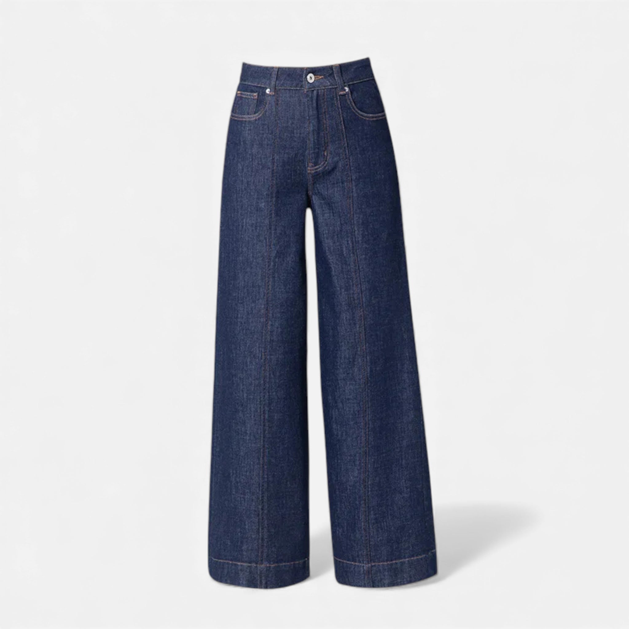 Savannah Women's High-Waist Wide Leg Cotton-Blend Jeans | Mid Wash Wide Leg Denim Jeans for Women | Casual Everyday Retro Flared Denim Style