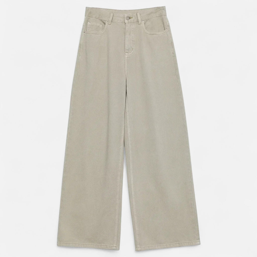 Florentina Women's High-Waist Wide Leg Cotton Trousers | Elegant Flowing Wide Leg Pants for Women | Casual Everyday Smart Casual Style