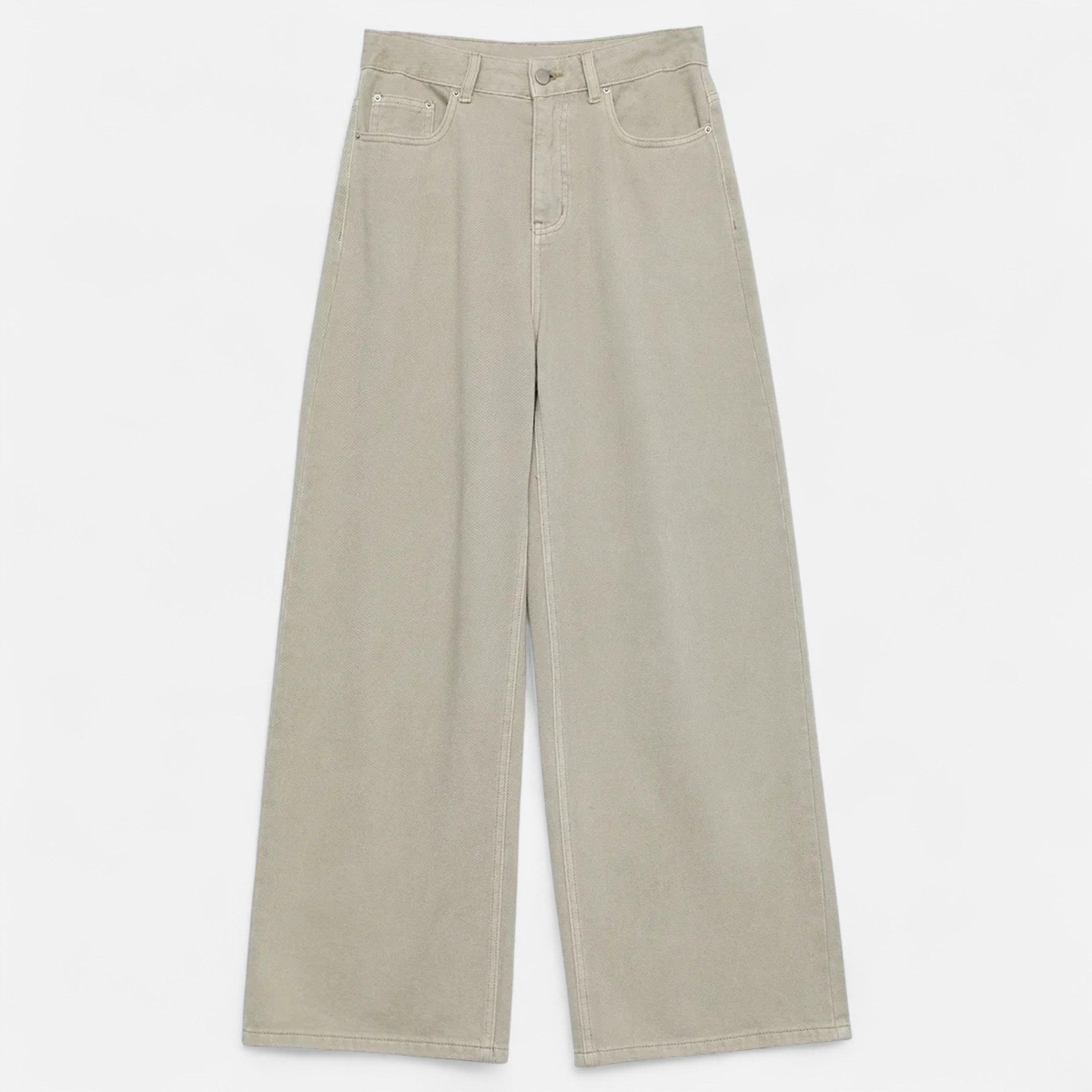 Florentina Women's High-Waist Wide Leg Cotton Trousers | Elegant Flowing Wide Leg Pants for Women | Casual Everyday Smart Casual Style