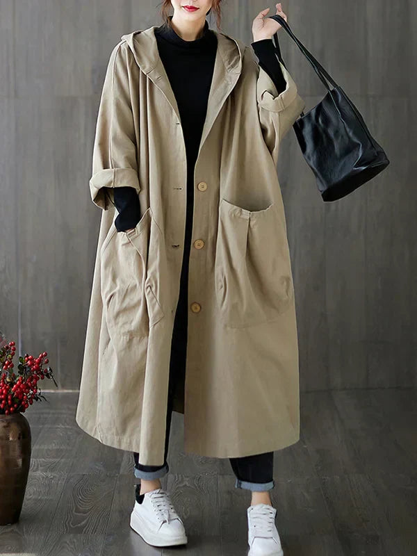 Portia Women's Longline Waterproof Trench Coat | Classic Tailored Hooded Trench Coat for Women | Chic Everyday Smart Casual