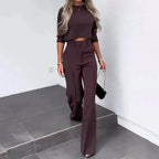 Eleganza Women's Tweed Sweater & Trousers Co-Ord Set | Tailored Autumn Two-Piece Set for Women
