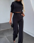 Eleganza Women's Tweed Sweater & Trousers Co-Ord Set | Tailored Autumn Two-Piece Set for Women