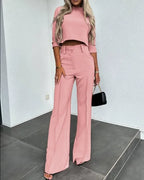 Eleganza Women's Tweed Sweater & Trousers Co-Ord Set | Tailored Autumn Two-Piece Set for Women