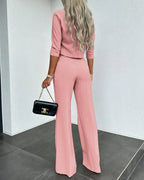 Eleganza Women's Tweed Sweater & Trousers Co-Ord Set | Tailored Autumn Two-Piece Set for Women