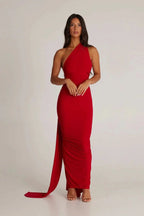 Gwynn Women's One Shoulder Bodycon Maxi Dress | Ruched Open Back Going Out Dress | Evening & Occasion