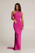 Gwynn Women's One Shoulder Bodycon Maxi Dress | Ruched Open Back Going Out Dress | Evening & Occasion