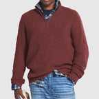 Enzo Men's Warm Merino Wool Blend Half-Zip Sweater | Luxury Soft Knit Quarter Zip Jumper for Men | Smart Casual Winter Knitwear