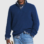 Enzo Men's Warm Merino Wool Blend Half-Zip Sweater | Luxury Soft Knit Quarter Zip Jumper for Men | Smart Casual Winter Knitwear