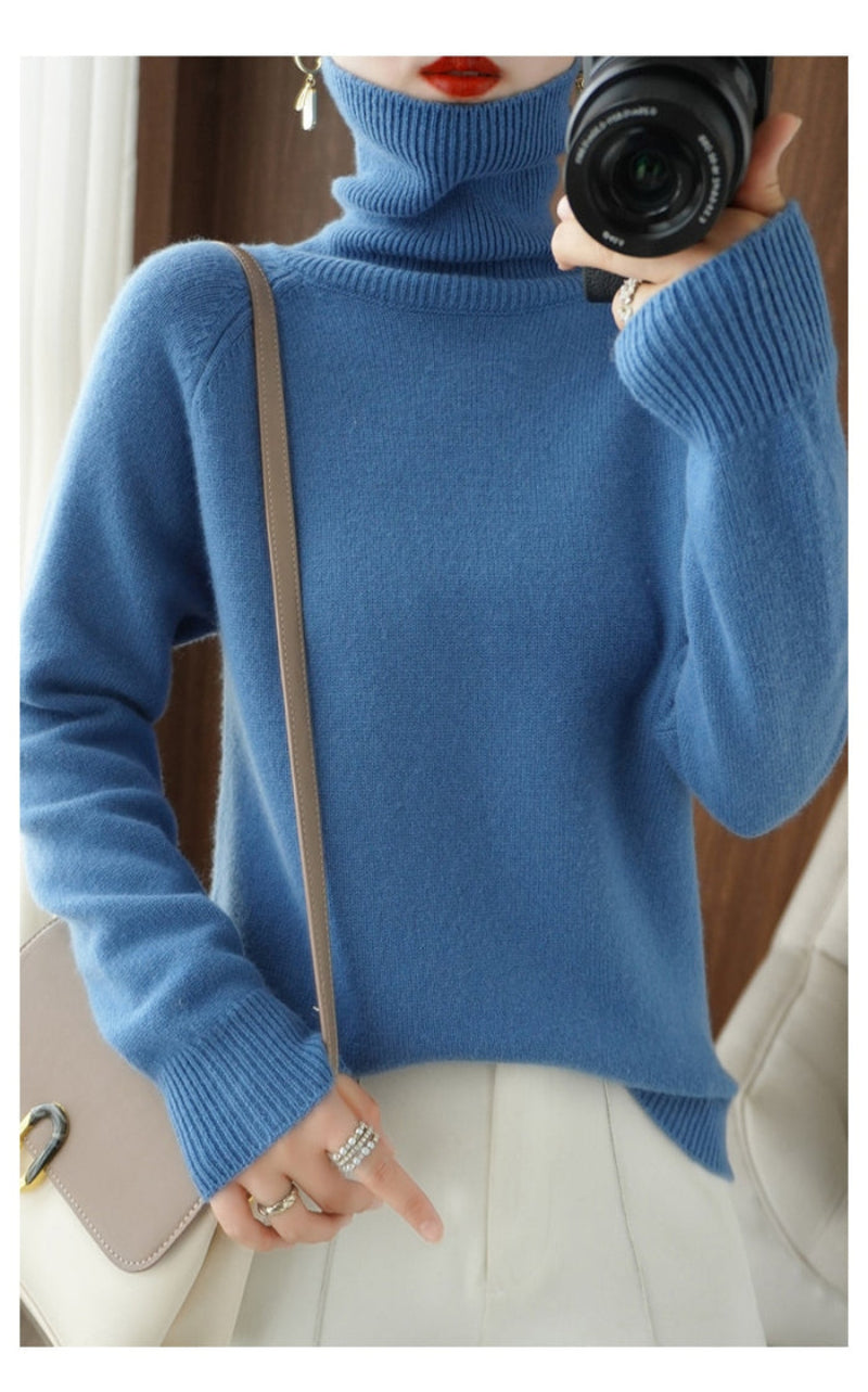 Isadora Women's Cashmere Blend Turtleneck Sweater | Soft & Warm Roll Neck Jumper for Women | Classic Regular Fit Luxury Winter Knitwear