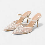 Women’s Embroidered Mesh Designer Heels