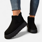 Lyanna Women's Platform Plush Ankle Boots | Cosy Fluffy Flat Booties for Women