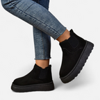 Lyanna Women's Platform Plush Ankle Boots | Cosy Fluffy Flat Booties for Women